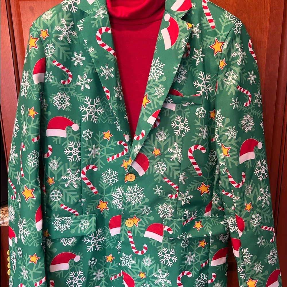 Festive Green Holiday Blazer
